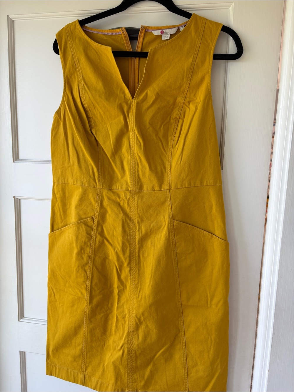 Boden Mustard Yellow Sleeveless Shift Dress